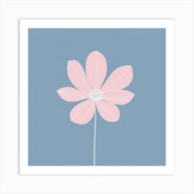 A White And Pink Flower In Minimalist Style Square Composition 108 Art Print