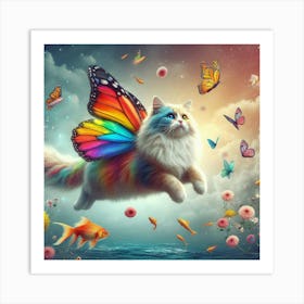 Cat Between Reality And Fantasy Art Print