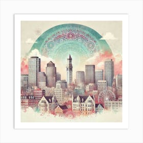 Boston Skyline 2 Art Print