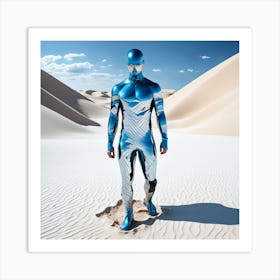 Blue Man In Desert Art Print