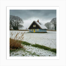 Cottage In The Snow 1 Art Print