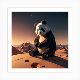 Panda Bear In The Desert Art Print