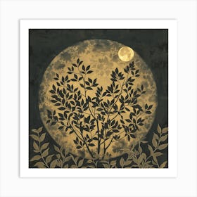 William Morris Inspired Full Moon Botanical Art Print