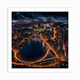 Cityscape At Night 3 Art Print