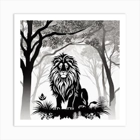 Lion In The Forest Art Print