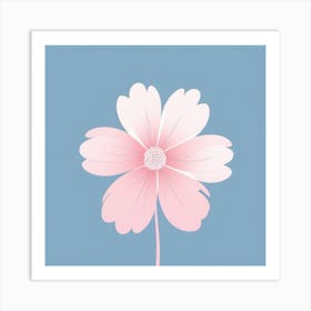 A White And Pink Flower In Minimalist Style Square Composition 568 Art Print