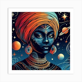 Skyllara Celestial Portrait Art Print