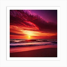 Sunset On The Beach 1077 Art Print