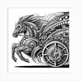 Mechanical Horse Drawing Art Print