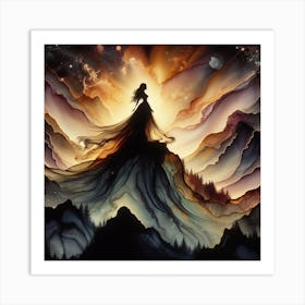 Woman On A Mountain Art Print