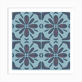 New Blues Floral Tile Art Print