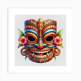 Watercolor Festival Tiki Mask 19 Art Print