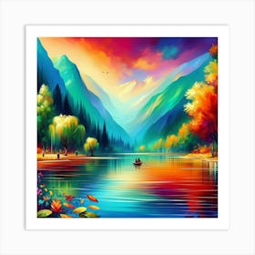 Sunset By The Lake Art Print