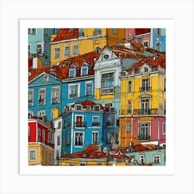 Colorful Houses In Lisbon Art Print