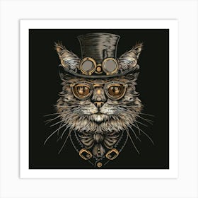 Steampunk Cat 5 Art Print