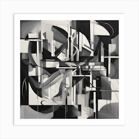 Abstract Black And White Painting 5 Art Print