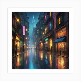 Hong Kong City At Night City art print Art Print