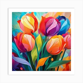 Colorful Tulips 2 Art Print