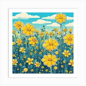 Yellow Flowers In A Field 48 Art Print