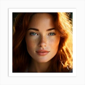 Close Up Portrait Woman Showcasing Detailed Facial Features Soft Focus On Background Freckles Cau 17019503 (2) Art Print