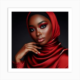 Muslim Woman In Red Hijab Art Print