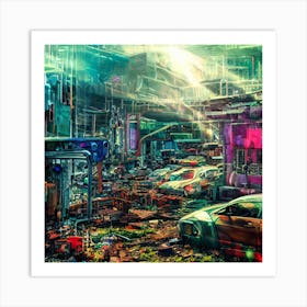 Futuristic City abstract Art Print