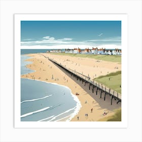 Southwold Beach Suffolk Mediterranean Style Illustration 1 Art Print