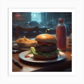 Burger And Fries 24 Art Print