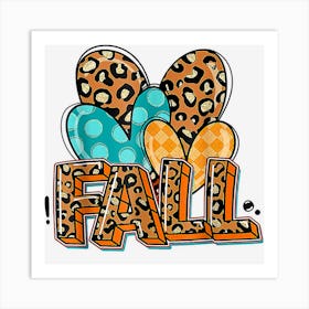 Hello Fall Autumn Leopard Heart Fall Funny Thanksgiving 2022 Art Print