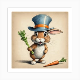 Rabbit With Carrots 8 Art Print