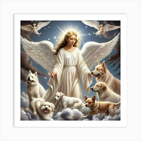 Angel With Dogs Art Print