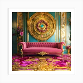 Futuristic Beautiful French Mansion Interior Glamo (21) Art Print