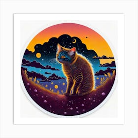 Cat Colored Sky (120) Art Print