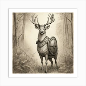 Deer In The Woods 54 Art Print