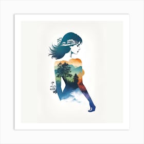 Girl with beautiful colors Art Print