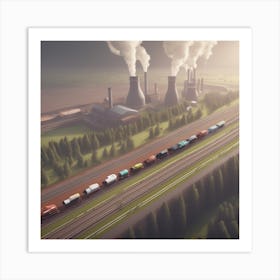 Aerial View Of A Factory Art Print