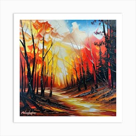 Forest on Fire painting Art Print