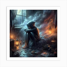 Sad Girl In A Room Art Print