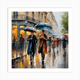 Paris Street Rainy Day Painting (16) Art Print