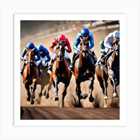 Jockeys Racing Horses 16 Art Print