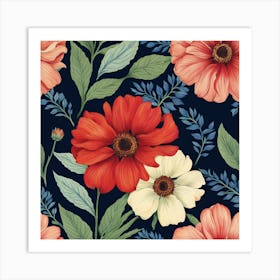 Seamless Floral Pattern 6 Art Print