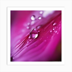 A Close Up Of A Delicate Raindrop On A Vibrant Flower Petal, Showcasing Its Reflective Surface And I (3) Art Print