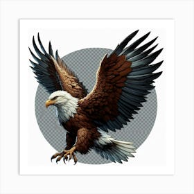 "The Eagle's Flight" - A Majestic Symbol of Freedom and Power, Soaring High Above the Land, Captured in Stunning Detail for Your Wall. Art Print