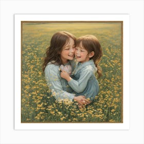 Two Girls In A Field Art Print