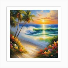 Sunset At The Beach 72 Art Print