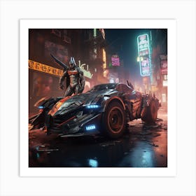 Igiracer Painting 3d Batman Next To Batmobile In Apocalyptic Ne F91c5183 F913 493d 8778 B51a025ff149 Art Print