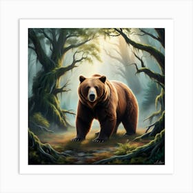 Brown Bear In The Forest Art Print