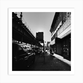 Black And White Street Scene In The Bronx Art Print