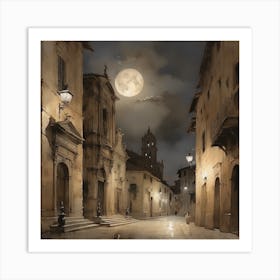 Full Moon In The City Art Print