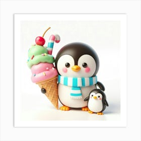 Ice Cream Penguins 1 Art Print